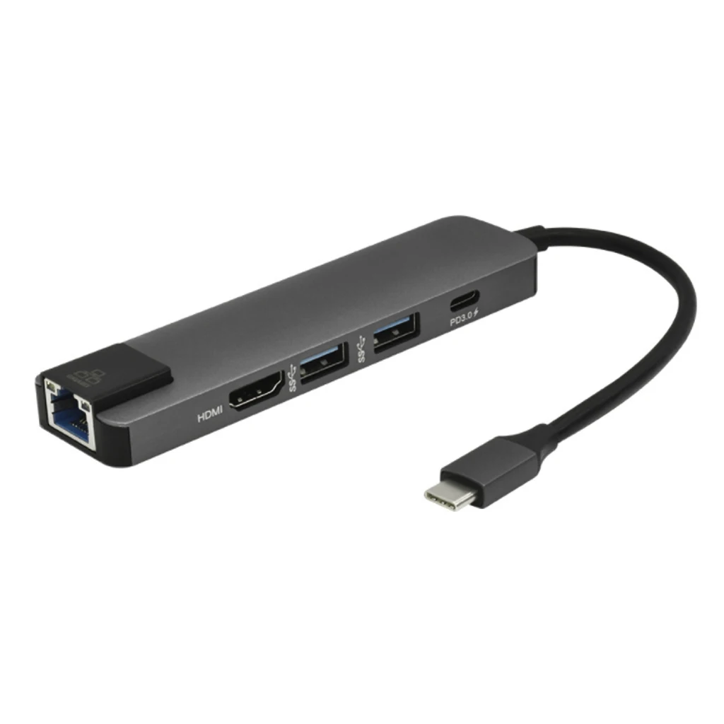 5 в 1 usb type C Hdmi концентратор Rj45 4 K C usb-хаб для Gigabit Ethernet Lan адаптер зарядное устройство для Mac Book Pro радиус 3 USB-C зарядное устройство P - Цвет: Серый