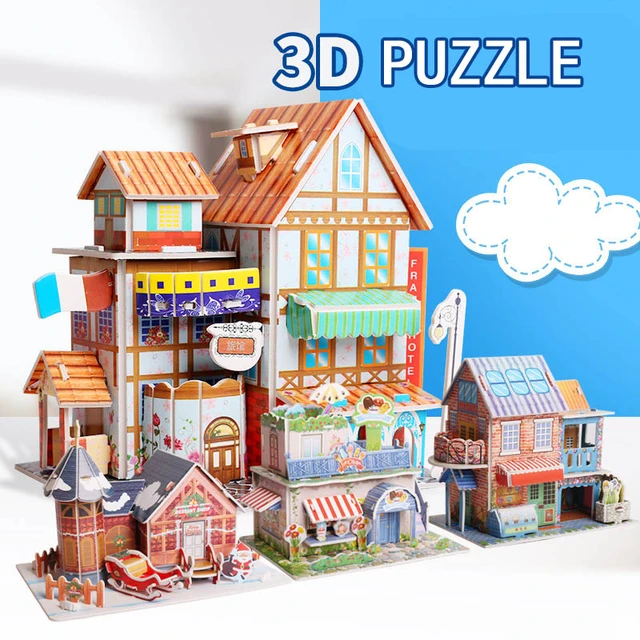 Modèle de jouet Puzzle jouet fait à la main, modèle de construction de  maison, Puzzle stéréo 3D, jouets d'apprentissage précoce