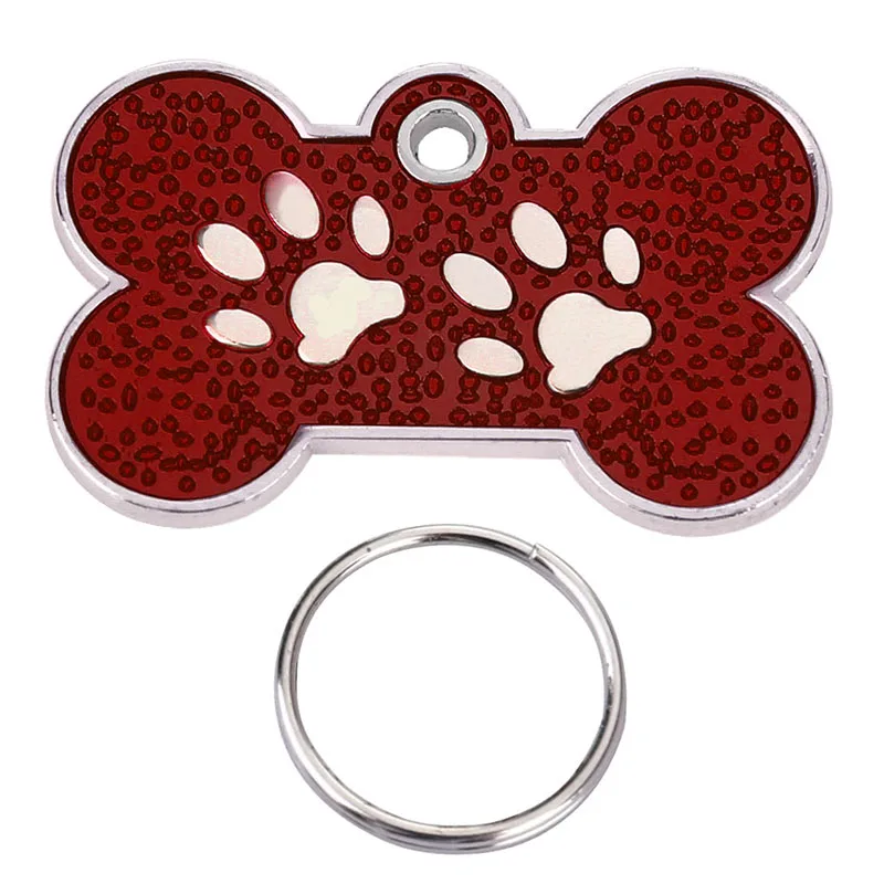 RD Dog ID Tag Engraved Metal Customized Pet Tags Dog Accessories Personalized Bone Paw Name Tag Plate Collar Decoration - Цвет: RD