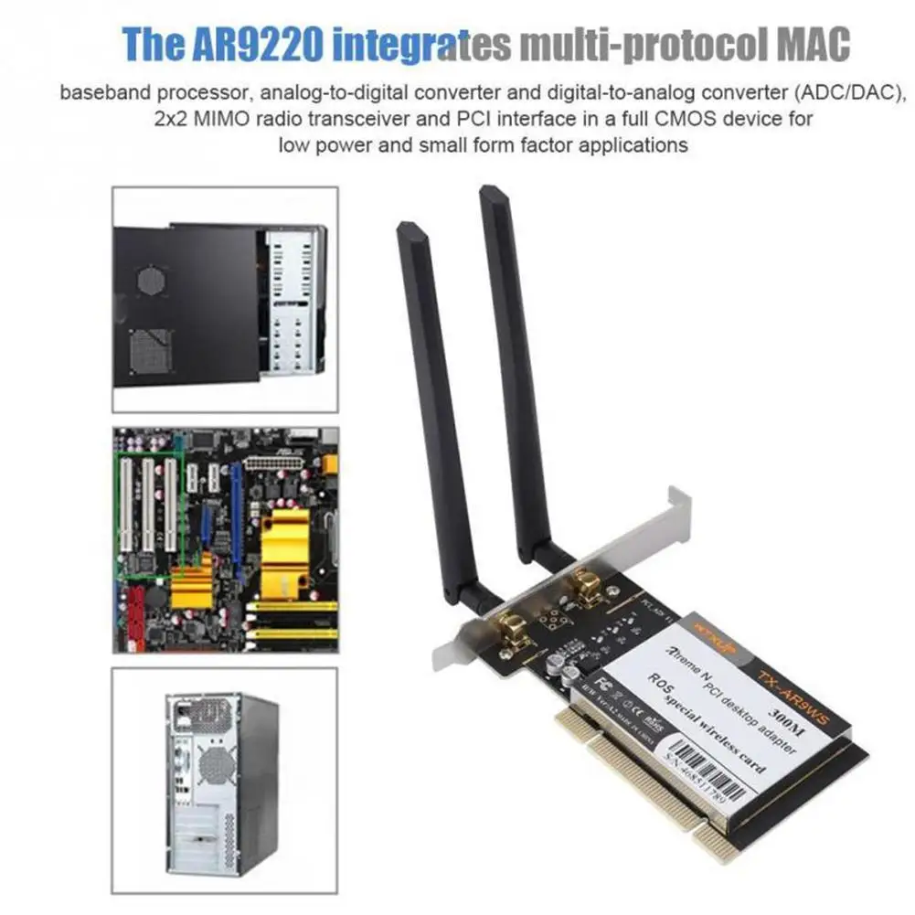 AR9220 802.11a/b/g/n 2 4 ГГц/5 ГГц 300 Мбит/с для настольной сети PCI 7/8/10 беспроводная карта Wi-Fi