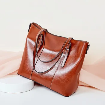 

Oil Wax Leather Women Bag Handbag Ladies Vintage Shoulder Crossbody Bags Tote Female Handbags Women Buckest Shopping Bag