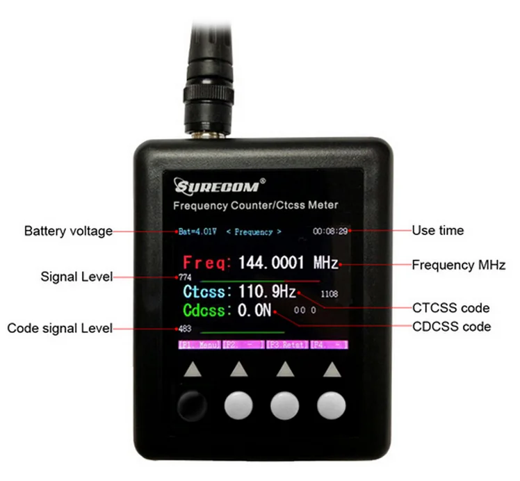 Frequency Counter Tester SURECOM SF401-PLUS Portable Frequency Counter with CTCCSS/DCS Decoder