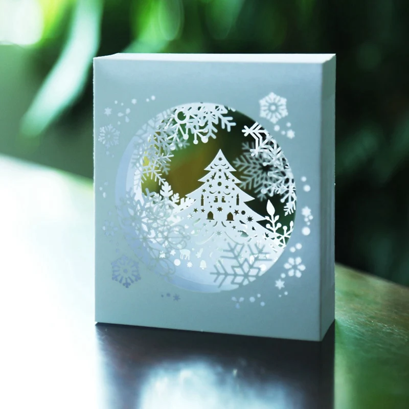 

Romantic Tree Handmade 3D Tree Box Snowflake Greeting Holiday Card Merry Christmas Gift Party Invitation Cards