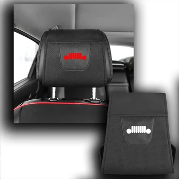 

1pc Car Headrest Protector Cover For Jeep Wrangler Compass Renegade Rubicon TrailHawk Leather Car Storage Bag Accessories