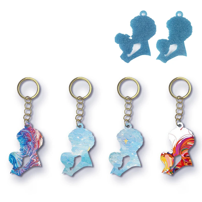 

Mother-child Keychain Crystal Epoxy Pendant Resin Mold Mother's Day 1PCS DIY