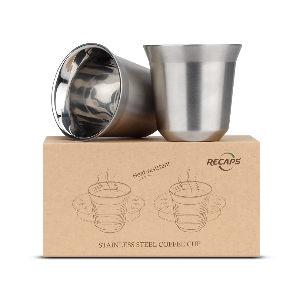 

Double Layer 304 Stainless Steel 75ML /170ML Heat Insulation Espresso Cup