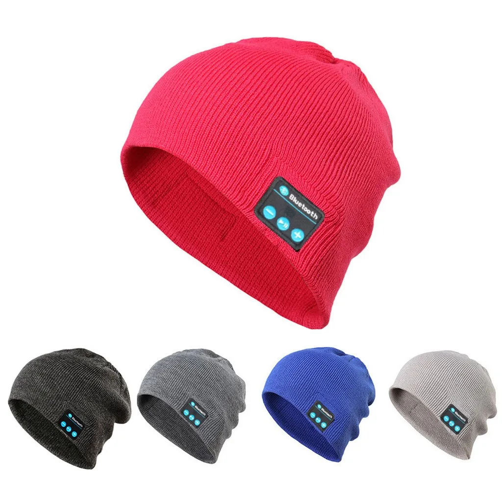 Sleeper# P501 модная Беспроводная Теплая Шапка-бини, музыкальная шапка с наушниками, Рождественская однотонная Повседневная шапка