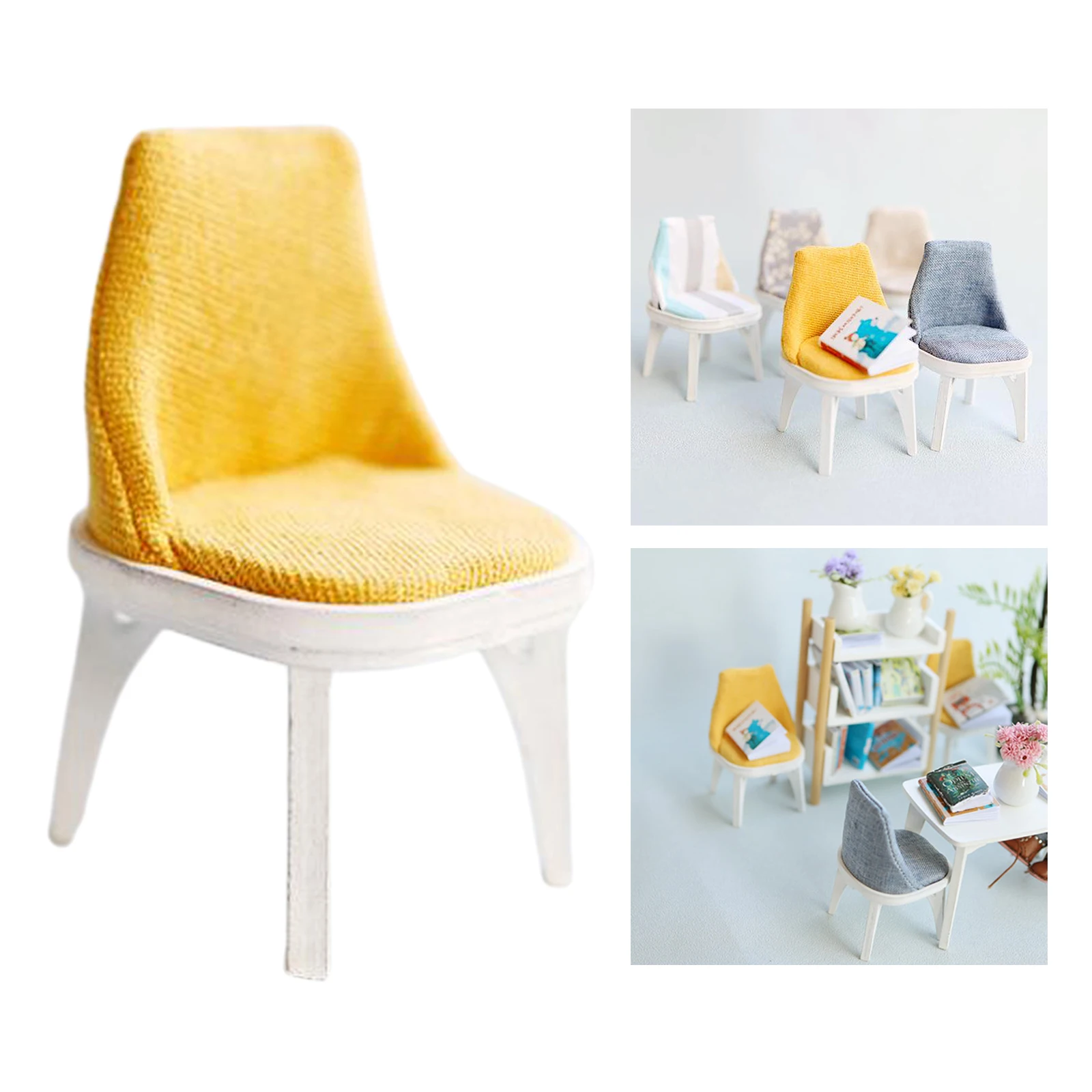 Wooden 1/12 Scale Doll House Mini Dining Room High Back Chair Fairy Landscape Gifts Age 3+