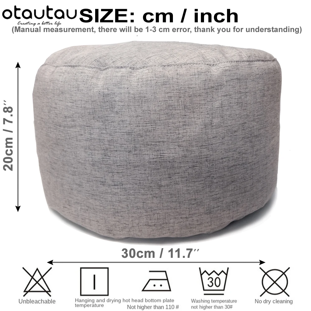 OTAUTAU Linen Bean Bag Chair with Filling Stuffed Beanbag