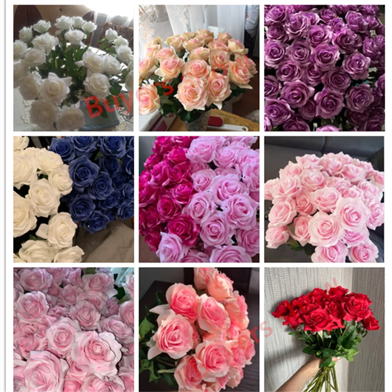 25pcs/Lot Artificial Flowers Rose Peony Floral Home Decoration Wedding Bridal Bouquet 9 Colors Christmas Props artificial plants artificial flowers artificial flower bouquet