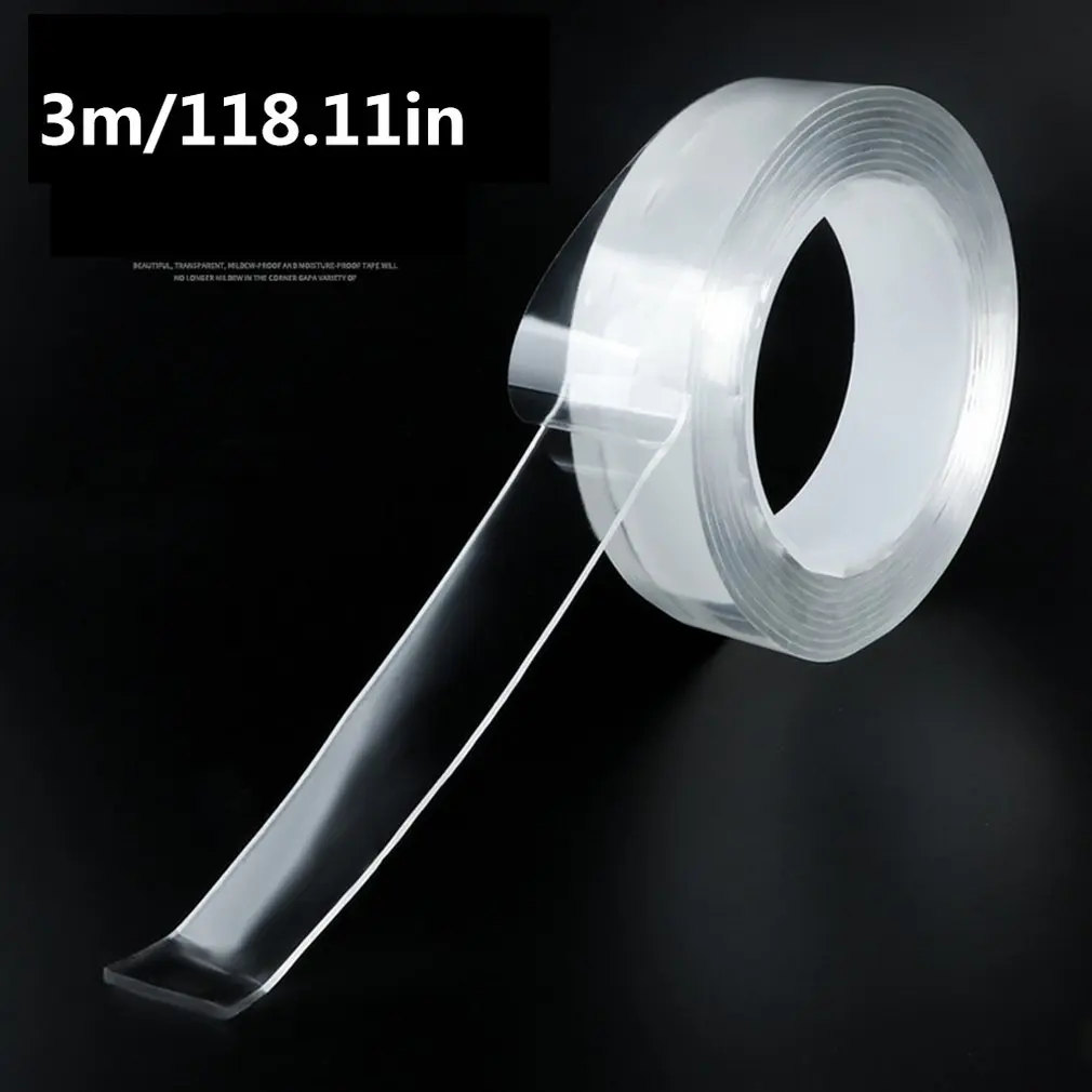 Reusable Practical Portable Seamless Nano Tape Million Times Transparent Wash Magic Glue Double-Sided Tapediscount