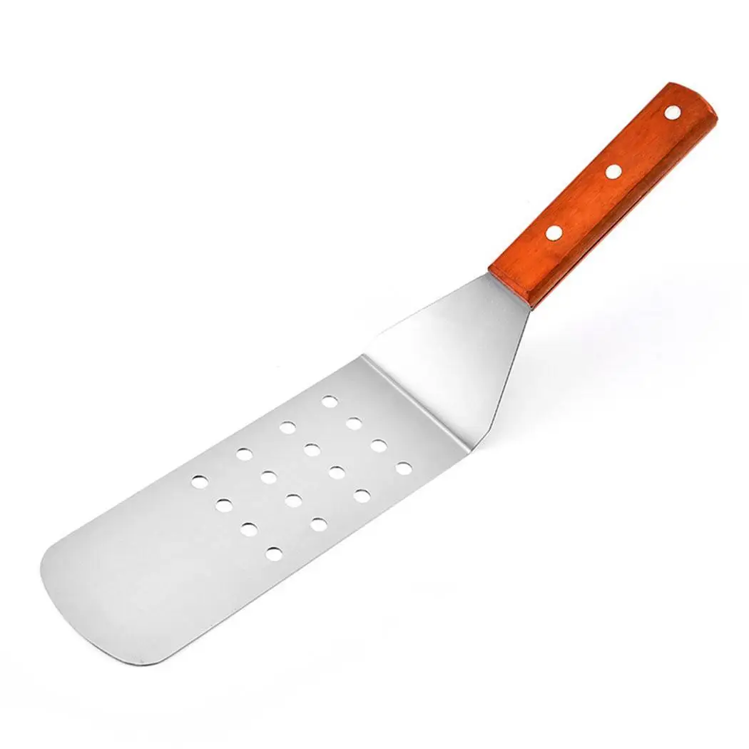 Новая кухонная лопата из нержавеющей стали с деревянной ручкой, железная плита, лопата для пиццы, блинов, 30 см/11,8 дюйма, кухонный инструмент