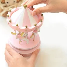 Merry-go-круглая мигающая коробка игрушка детская игра домашний декор карусельная лошадка музыкальная шкатулка Рождество Свадьба День рождения подарок карусель