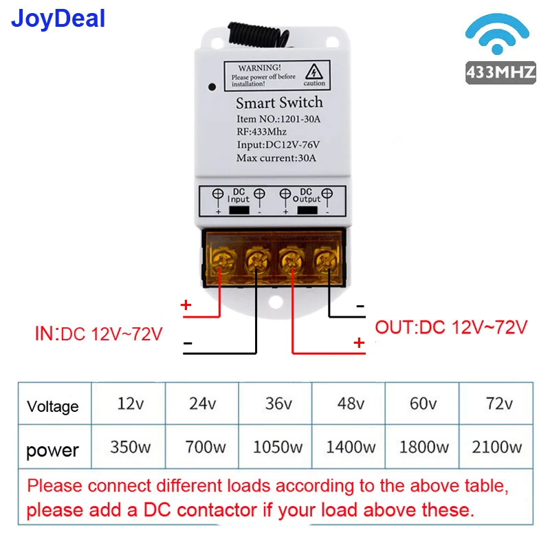 DC 12V 24V 36V 48V Interruptor remoto inalámbrico 30A Relé Control remoto  Interruptores de luz 1 receptor con 2 transmisores