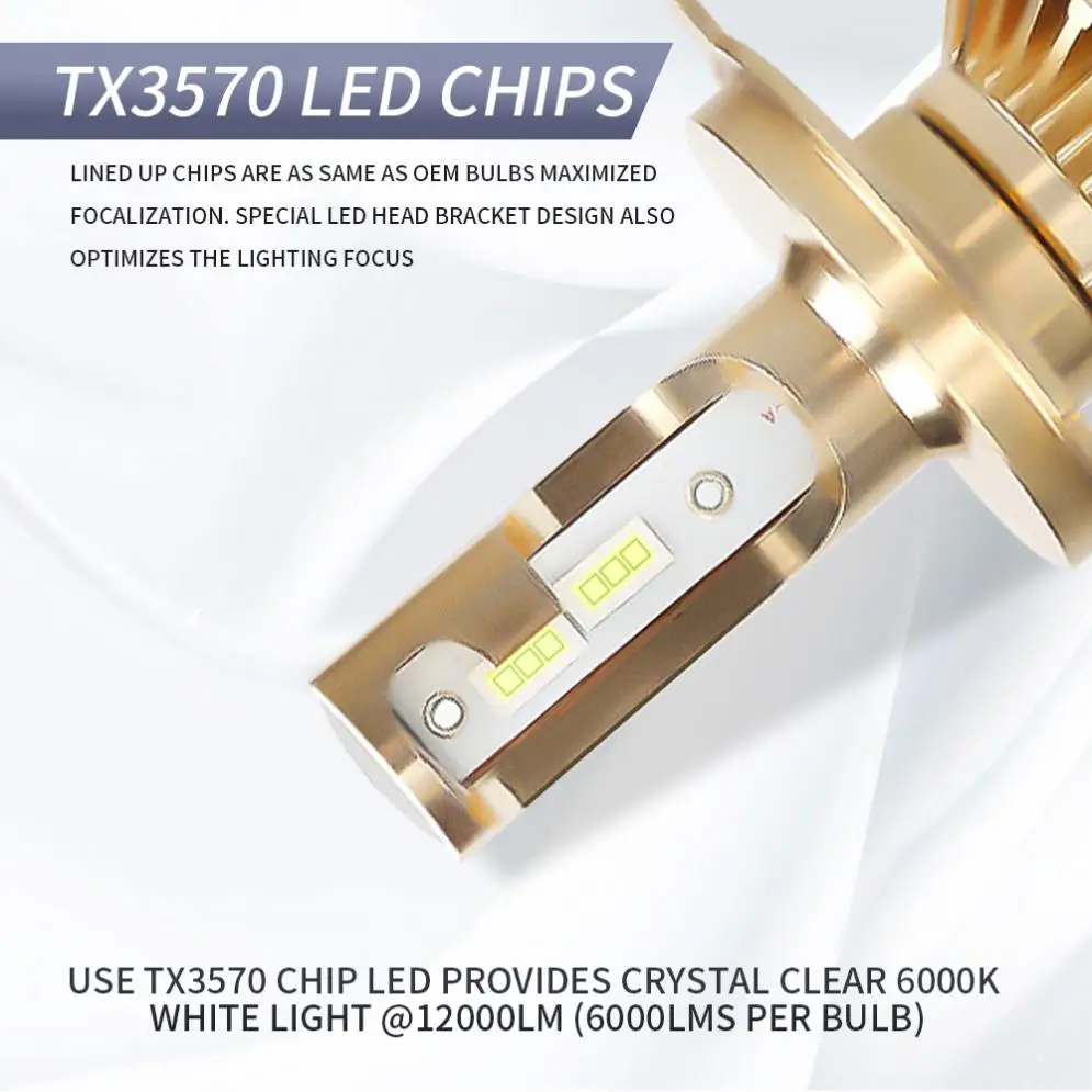 2 шт. H4/HB2/9003 12000LM 6000K белый супер яркий TX3570 чип Автомобильные фары лампы IP67 водонепроницаемый для автомобилей/грузовиков/внедорожников/RV