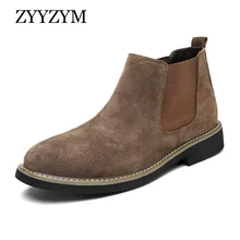 ZYYZYM/мужские ботинки «Челси»; сезон весна-осень; классические модные мужские ботинки в британском стиле; ботинки высшего качества; мужские ботинки; botas hombre