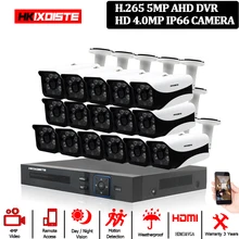 5MP CCTV система 16CH DVR комплект 16 шт. 4MP камера для ночной съемки Металл водонепроницаемый открытый Крытый HD CCTV камера Система дистанционного просмотра