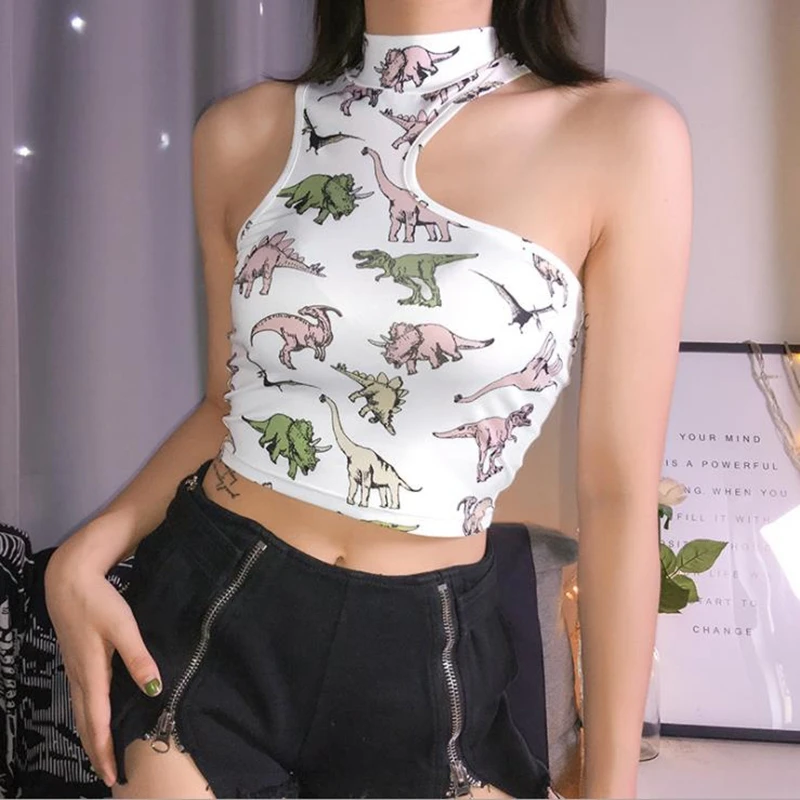 Women's Sexy Casual Sleeveless Animal Print Tank Top Crop Irregular Vest Tee Basic Inner Tops | Женская одежда