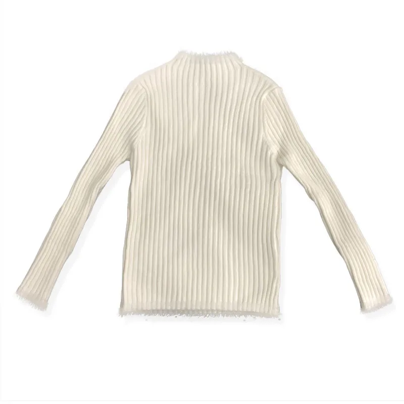 Осень-зима, новинка года, простой свитер для маленьких девочек однотонная плотная детская Базовая рубашка детский топ, мягкий свитер для малышей - Цвет: white sweater