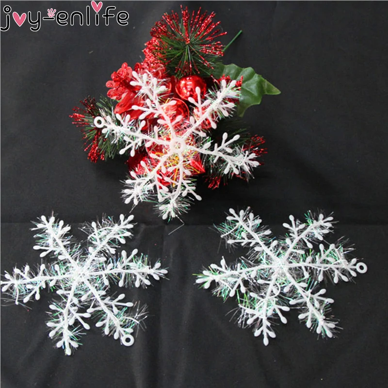 

JOY-ENLIFE 30Pcs Small Shining White Artificial Snowflake Christmas Tree Decorations New Year Party Decoration for Home