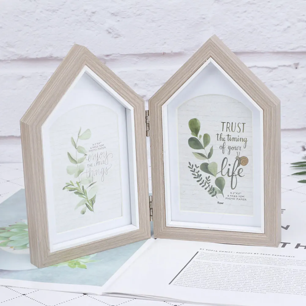 Best Gifts Foldable Photo Frame Decorations Tabletop Ornaments Baby Wood Structure Pictures Children Birthday Bedroom Home Office