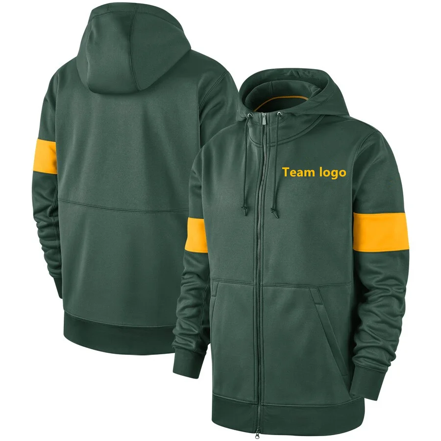 PackersTeam На заказ,, футбольная команда, 100-й сезон, нашивка, боковая производительность, полная молния, толстовка с капюшоном, передний карман, мужские толстовки, толстовка - Цвет: PackersTeam