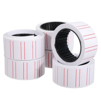 

10 Rolls Price Label Paper Tag Stickers MX-5500 Labeller Gun White Red Line New