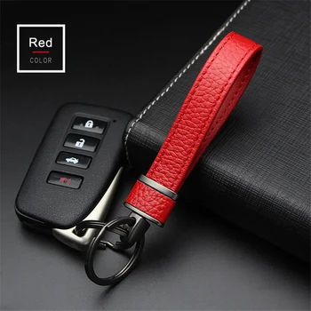 

Leather Car keychain Keyring Double Buckle Car Key Ring Key Holder For Volkswagen Audi Toyota Bmw Ford Keys Chains Accessories