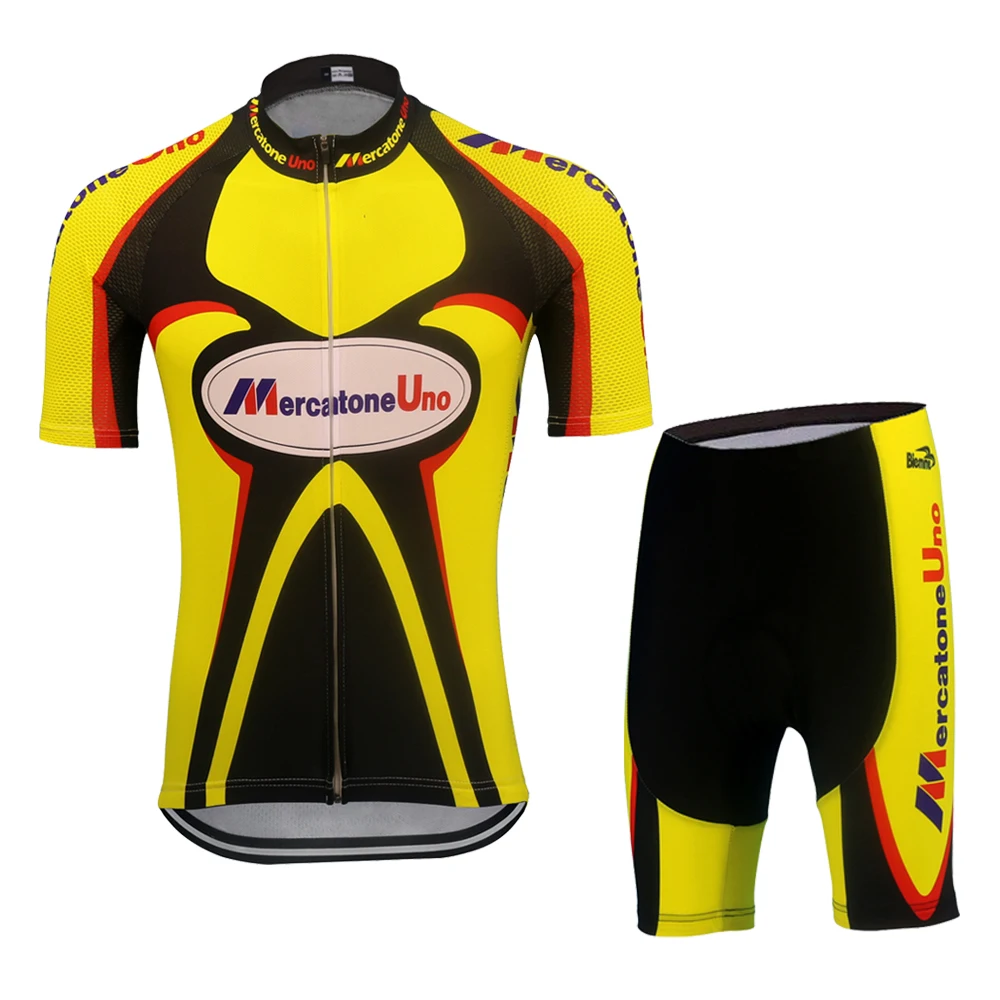 Pro Cycling Jersey Set yellow Breathable Bicycle Clothing bike jersey ropa ciclismo hombre MTB clothing Team Mercatone Uno 3