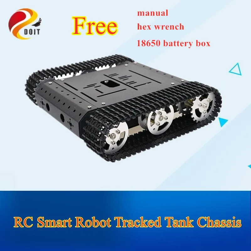 Remote Control Smart Robot Tracked Tank Chassis Metel Tank Kit with Dual DC Motor Aluminum Alloy Frame  for Arduino DIY TC100