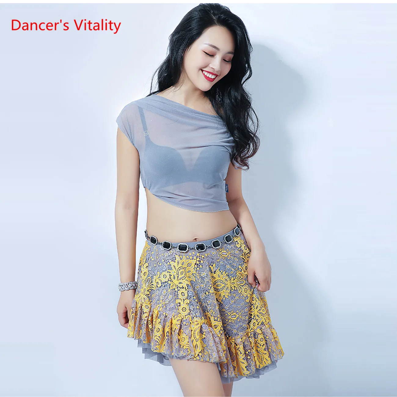 Стиль танец живота сексуальный топ с рукавами+ юбка 2 шт. костюм для женщин пояс для танца живота танцевальный набор для девочек танцевальный набор
