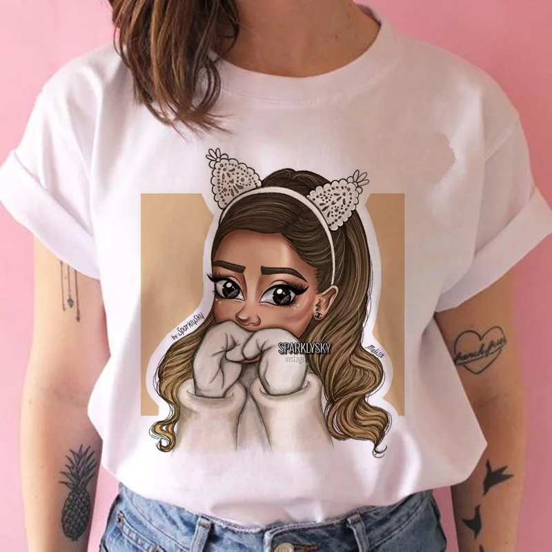 Женская футболка ariana grande, одежда для девочек, Повседневная футболка ulzzang, Харадзюку улззанг, kawaii 90 s, Футболка женская футболка, уличная одежда