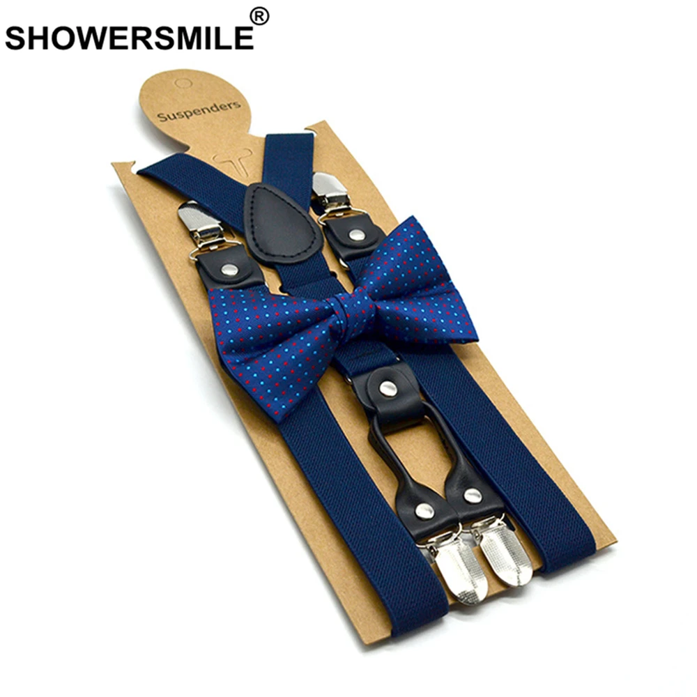 Подтяжки SHOWERSMILE для мужчин и женщин помочи из натуральной кожи 4 клипсы