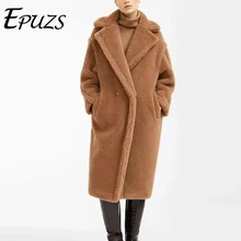 Зимний длинный плюшевый пиджак женские шубы из искусственного меха белая розовая шуба винтажный меховой воротник плотное зимнее пальто женская элегантная Меховая куртка