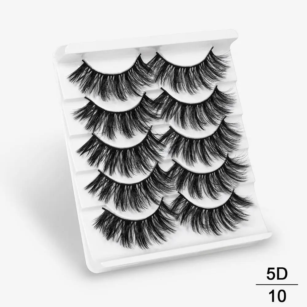 2/5 пар 3D искусственным мехом норки, накладные ресницы в естественном стиле/толстые длинные ресницы тонкими макияж Красота клей для наращивания ресниц инструменты для макияжа бровей - Цвет: 5D10