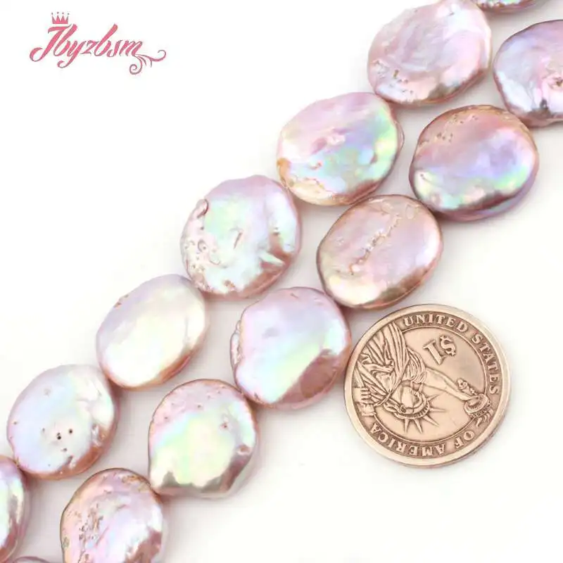 20-25mm Coin Freshwater Pearl Beads Loose Natural Stone Beads For Jewelry Making DIY Necklace Bracelets Spacer Strand 15"