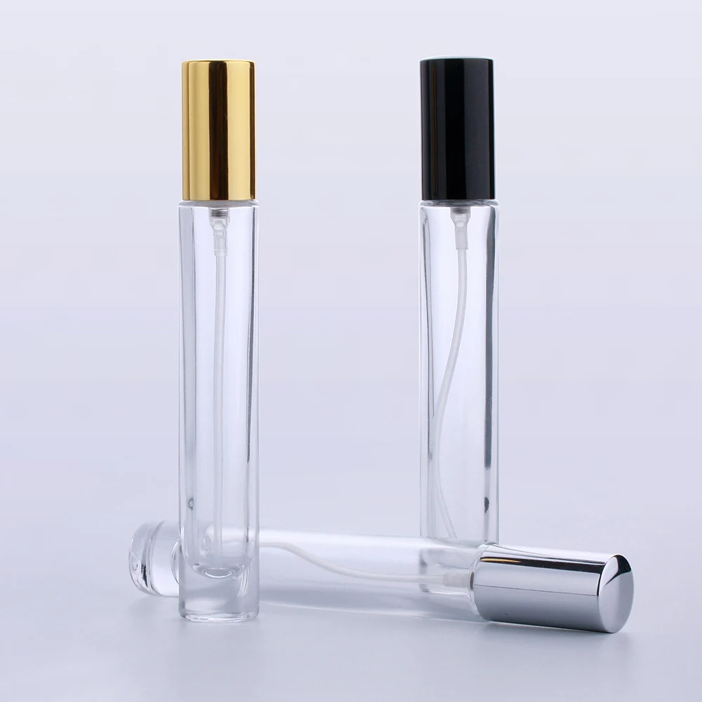 10ml 0.33oz Perfume Thick Glass Tall Spray Bottles Silver Atomizers 25