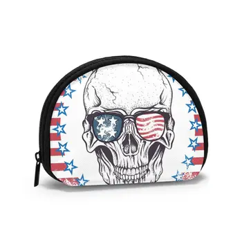 

Women's Wallet Short Women Coin Purse Fashion Wallets For Woman Card Holder Small Ladies Wallet Female Skull With USA Flag