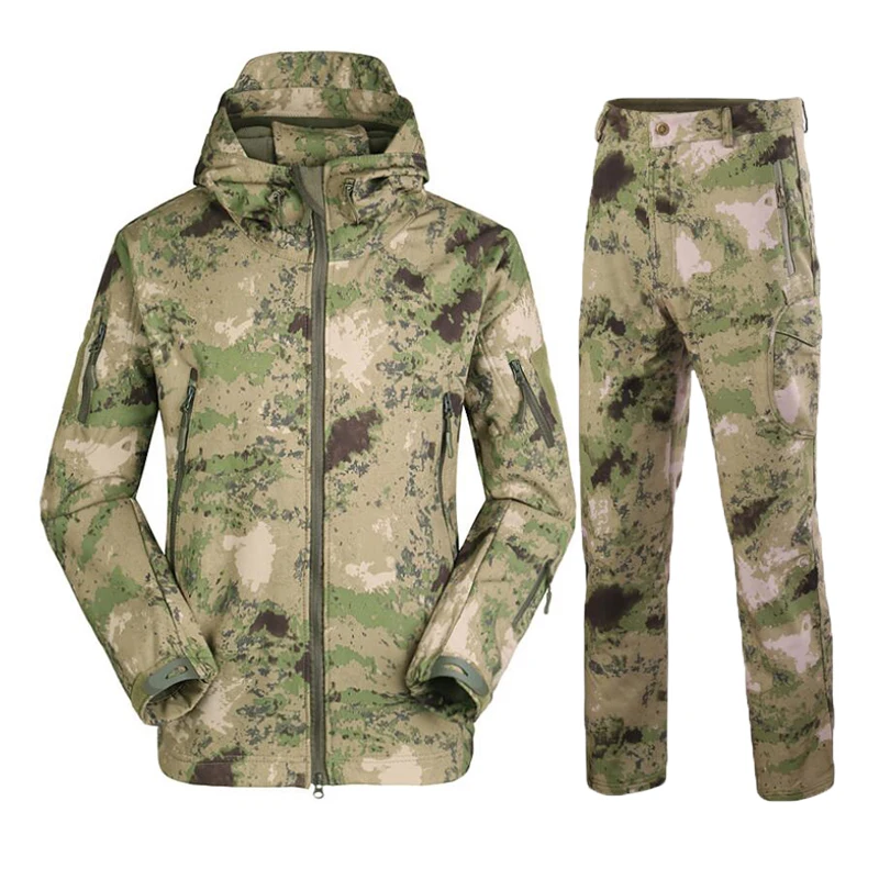 Training Camouflage Hiking Jackets Set Outdoor Waterproof Thermal Fleece Camping Windbreaker Softshell Tactical Hunting Jacket hiking jackets waterproof hiking jackets softshell jackets polar fleece jacket