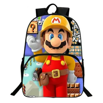 

New Style 16 Inch Printing Super Mario Kindergarten Infantile Large Space Backpack for Kids Baby Cartoon School Bags Children