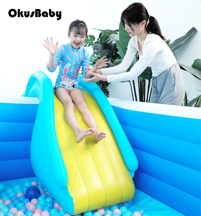 Inflatable Waterslide Wider Steps Swimming Pool Supplies Slide Bouncer Castle Play Water Pool Kids Summer Water Play Toys