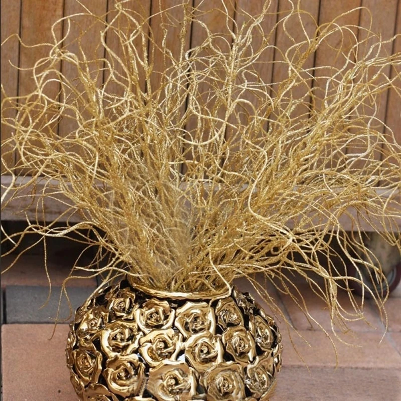 46CM Long Artificial Plant Simulation Gilded Grass Glitter Bling Flowers Branches Christmas Ornaments Home Decoration | Дом и сад