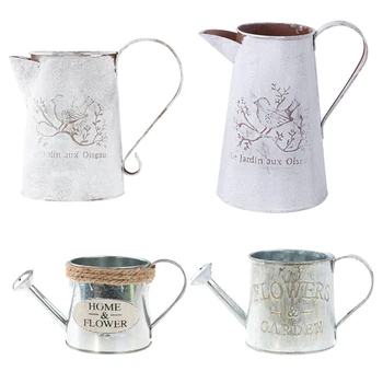 

European Style Retro Galvanized Iron Flowerpot Decoration Planter Antique Garden Flower Pot Planting Tool