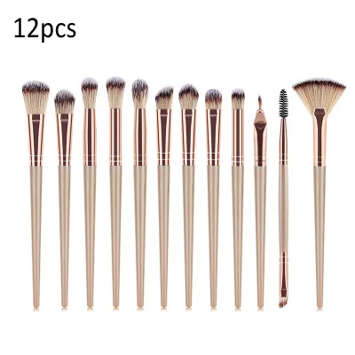 12pcs 15 шт./компл. Профессиональные кисти для макияжа консилер Тени Карандаш для глаз карандаш для бровей с ресницами, губами Косметическая кисть для растушевки набор инструментов для макияжа - Handle Color: 12pcs
