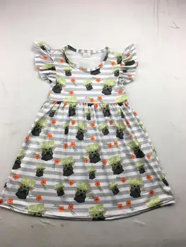 

2020 Hot sale number one little girls short sleeve summer dress cartoon print toddler little girls dresses
