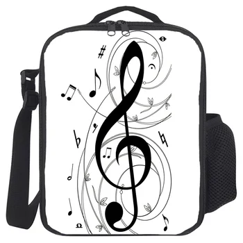 

Insulated Lunch Bag Musical Note Black White Thermal Tote Bags Cooler Picnic Food Lunch Box Bag For Kids Women Men