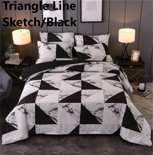 Triangle Line -Black Геометрические прямоугольные треугольные ромбовидные Стильные комплекты постельного белья 10 размер пододеяльник наборы - Цвет: Triangle Line -Black