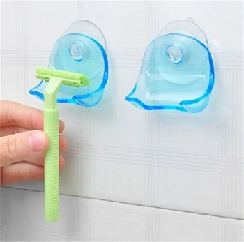

1Pcs Clear Blue Plastic Super Suction Cup Razor Rack Bathroom Razor Holder Suction Cup Shaver Suction cup Shaving razor