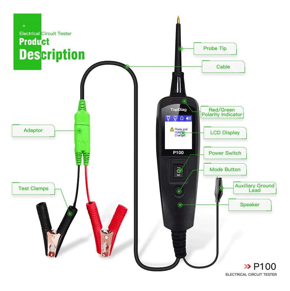 JDiag power Pro P100 новое поколение Автомобильная Электрическая цепная система тестер для автомобилей и грузовиков