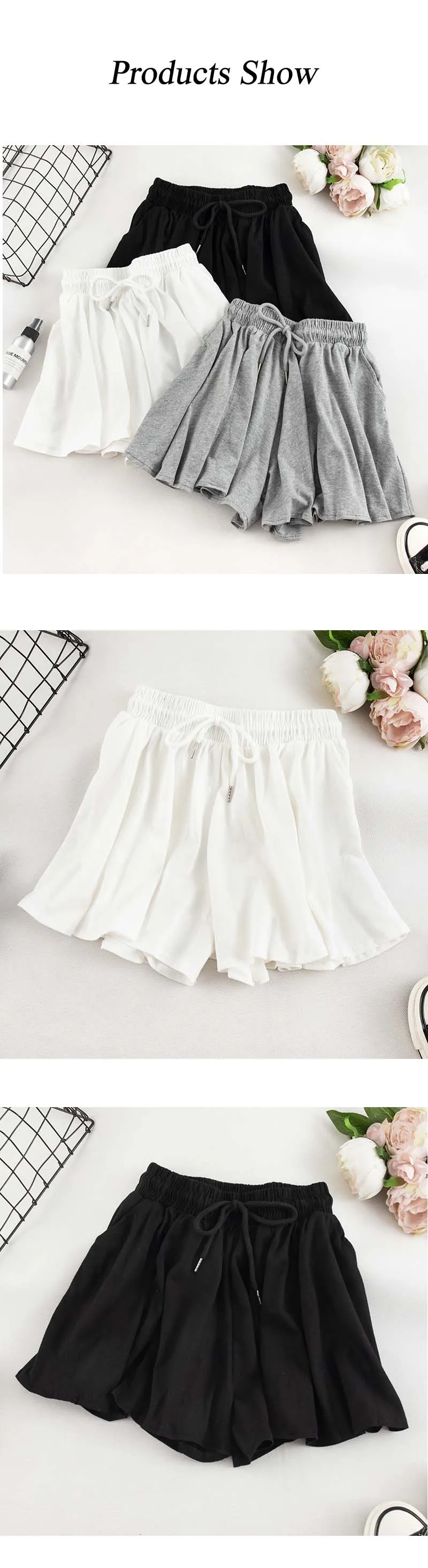 HELIAR Drawstring Женские однотонные шорты с высокой талией эластичная талия Повседневная широкая верхняя одежда шорты INS горячие шорты для бега